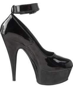 Pumps Klackar Mer Plata höga klackar | Svart Lack 15 Cm Delight-686 Damskor Med Hog Klack