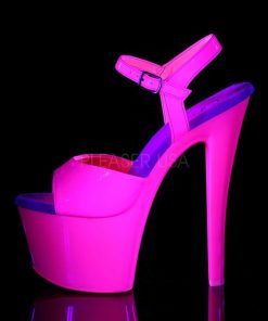 Hoga Klackar Mer Plata höga klackar | Rosa Neon 18 Cm Pleaser Sky-309Uv Plata Hogklackade Skor