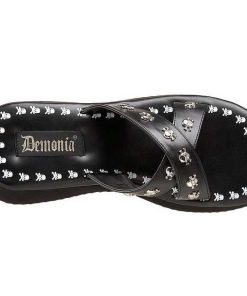 Demoniacult Skor & Stovlar Dam höga klackar | Svart 6,5 Cm Flip-05 Plata Goth Flip Flops Dam