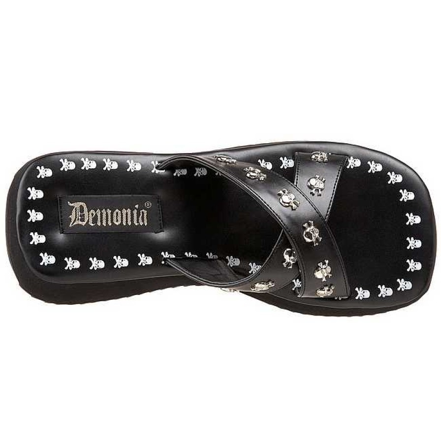 Demoniacult Skor & Stovlar Dam höga klackar | Svart 6,5 Cm Flip-05 Plata Goth Flip Flops Dam