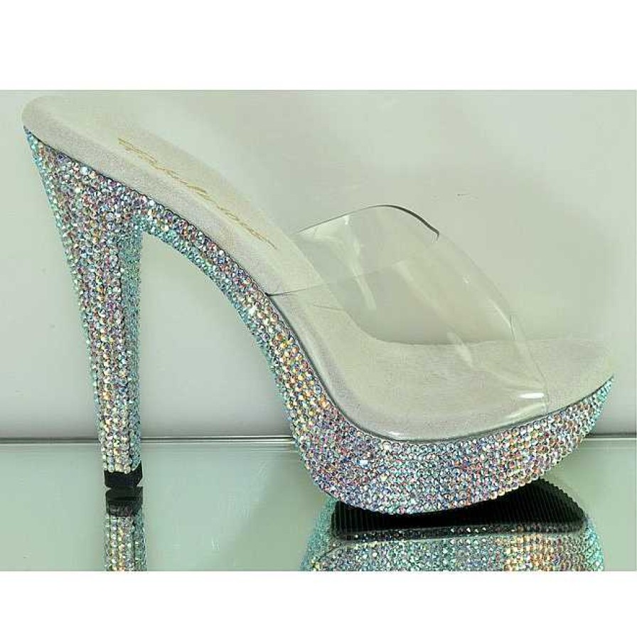 Slip In Klackar Mini Plata höga klackar | Transparent 13 Cm Cocktail-501Dm Hogklackade Damskor Strass Sten