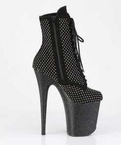 Stovletter Dam Med Plata höga klackar | Flamingo-1020Rm 20 Cm Pleaser Hogklackade Boots Strass Svart