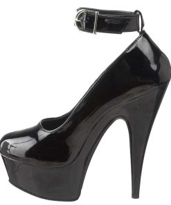 Pumps Klackar Mer Plata höga klackar | Svart Lack 15 Cm Delight-686 Damskor Med Hog Klack