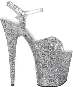 Hoga Klackar Mer Plata höga klackar | Silver 20 Cm Flamingo-810Lg Glitter Plata Klackar Skor