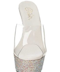 Slip In Klackar Mini Plata höga klackar | Silver Strass 15,5 Cm Bejeweled-601Dm Hoga Slip In Skor Plata