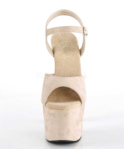 Hoga Klackar Mer Plata höga klackar | Beige Konstlader 18 Cm Adore-709Fs Hogklackade Sandaletter