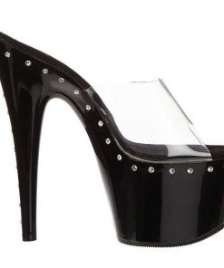 Slip In Klackar Mer Plata höga klackar | Svart 18 Cm Pleaser Adore-701Ls Plata Slip In Skor