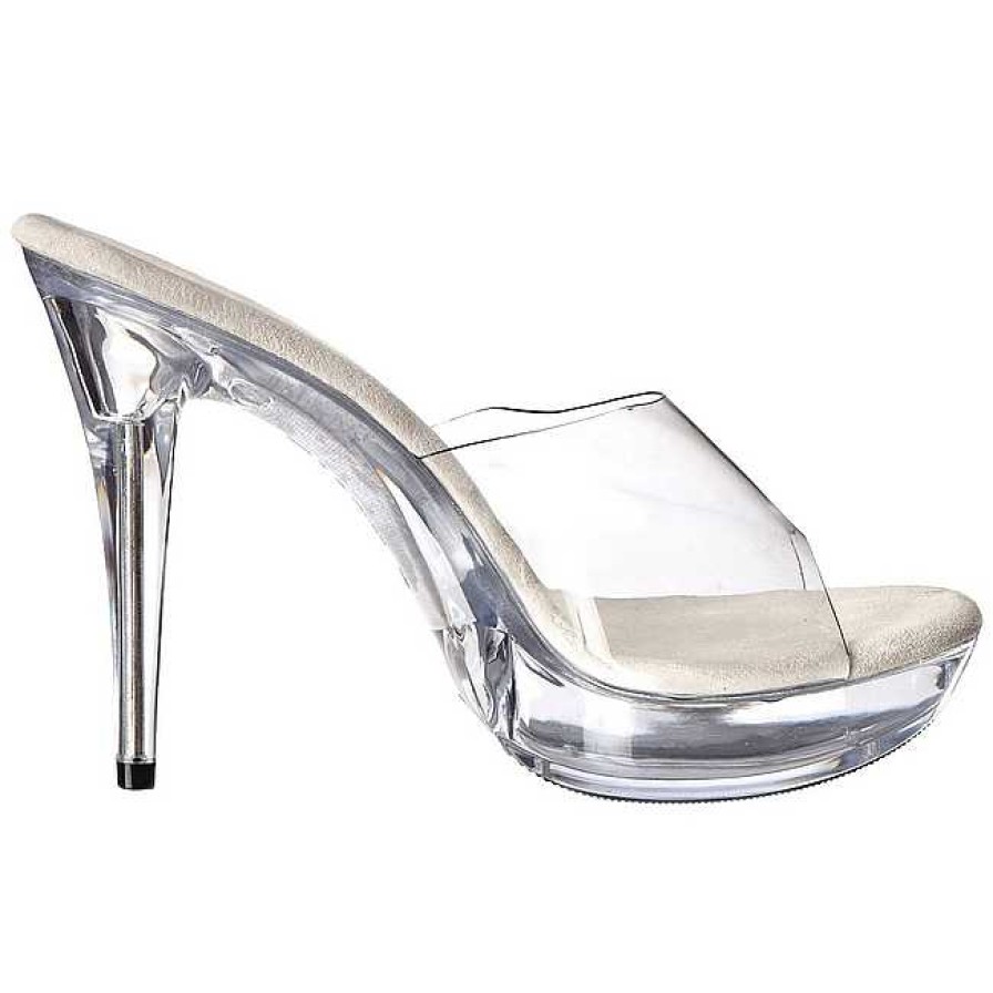 Slip In Klackar Mini Plata höga klackar | Transparent 14 Cm Cocktail-501 Plata Hoga Slip In Mules