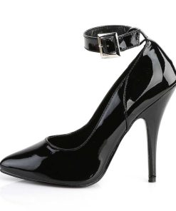 Pumps Klackar Utan Plata höga klackar | Svarta Lackpumps 13 Cm Seduce-431 Ankelrem Pumps - Lackpumps Med Ankelband