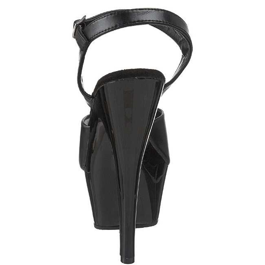 Hoga Klackar Mini Plata höga klackar | Svart Konstlader 15 Cm Pleaser Kiss-209 Hoga Sandaletter Med Klack