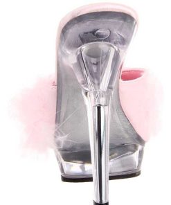 Slip In Klackar Mini Plata höga klackar | Rosa Transparent 13 Cm Fabulicious Lip-101-8 Plata Hoga Slip In Mules