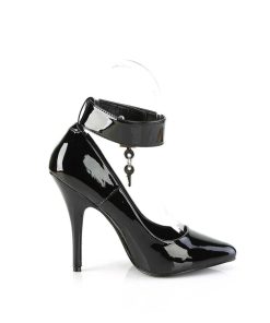 Pumps Klackar Utan Plata höga klackar | Svarta Lackpumps 13 Cm Seduce-432 Ankelrem Pumps - Lackpumps Med Ankelband