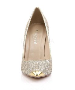 Pumps Klackar Utan Plata höga klackar | Guld Glitter 10 Cm Classique-20 Spetsiga Pumps Med Stilettklackar