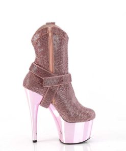 Stovletter Dam Med Plata höga klackar | Rosa Strass Stenar Western Boots 18 Cm Adore-1029Chrs Cowboy Boots