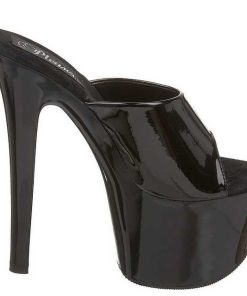 Slip In Klackar Mer Plata höga klackar | Svart Lack 18 Cm Pleaser Sky-301 Plata Hoga Slip In Mules