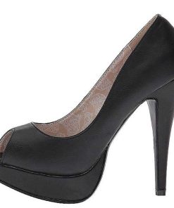 Stora Hoga Klackar For Man höga klackar | Svart Konstlader 13,5 Cm Chloe-01 Stora Storlekar Pumps Skor