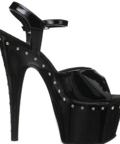 Hoga Klackar Mer Plata höga klackar | Svart 18 Cm Pleaser Adore-709Ls Platasandaletter Med Stenar