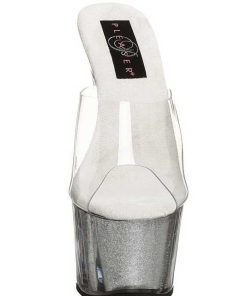 Slip In Klackar Mer Plata höga klackar | Silver 18 Cm Adore-701G Glitter Plata Hoga Slip In Mules