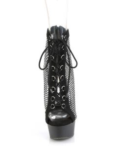 Stovletter Dam Med Plata höga klackar | Strass Meshtyg Plataboots 15 Cm Delight Boots Med Snorning I Svart