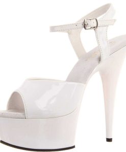 Hoga Klackar Mini Plata höga klackar | Vit 15 Cm Delight-609 Pleaser High Heels Skor