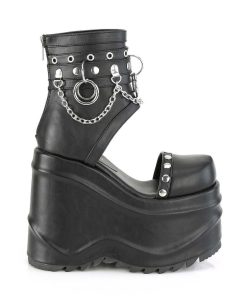 Demoniacult Skor & Stovlar Dam höga klackar | Vegan 15 Cm Wave-22 Plata Kilklack Ankel Booties