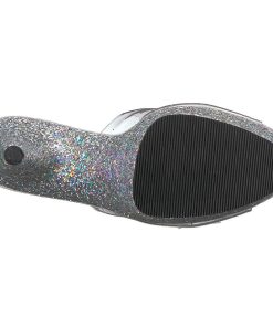 Slip In Klackar Mer Plata höga klackar | Silver 18 Cm Adore-701Lg Glitter Plata Tofflor Dam Med Klack