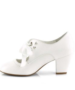 Pumps Klackar Utan Plata höga klackar | Vit 6,5 Cm Wiggle-32 Retro Vintage Maryjane Pumps Med Blockklack