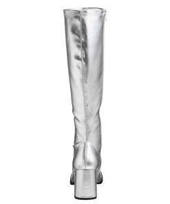 Stovlar Dam Utan Plata höga klackar | Silver Vinylstovlar Blockklack 7,5 Cm Vinyl - 70 Tal Hippie Disco Gogo Knahoga Boots