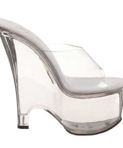 Slip In Klackar Mini Plata höga klackar | Transparent 16,5 Cm Pleaser Beau-601 Kilklackar Wedges Skor