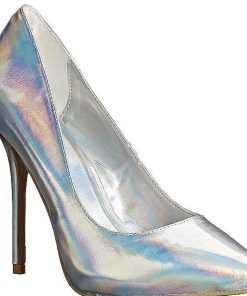 Pumps Klackar Utan Plata höga klackar | Silver Konstlader 13 Cm Amuse-20 Spetsiga Pumps Med Stilettklackar