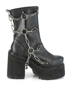 Demoniacult Skor & Stovlar Dam höga klackar | Svart Vegan 12 Cm Assault-66 Lolita Plata Ankleboots Med Blockklack Till Kvinnor