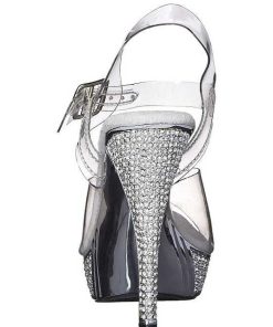 Hoga Klackar Mini Plata höga klackar | Silver Strass 12 Cm Elegant-408 Plata Hogklackade Sandaler Skor