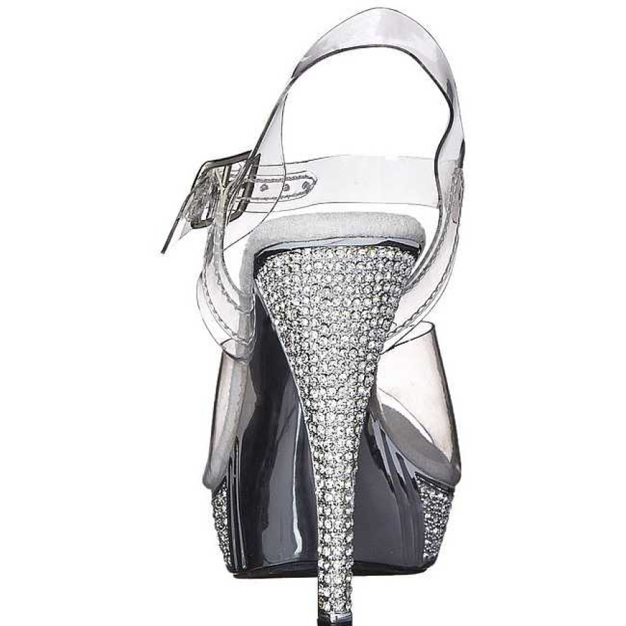 Hoga Klackar Mini Plata höga klackar | Silver Strass 12 Cm Elegant-408 Plata Hogklackade Sandaler Skor