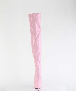 Larhoga Stovlar Med Plata höga klackar | Rosa 15 Cm Delight-3000Hwr Hologram Overknee Platastovlar - Pole Dance Overknees