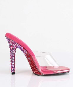 Slip In Klackar Utan Plata höga klackar | Pink Mules 11,5 Cm Gala-01Dmm Strass Mules Med Stilettklack