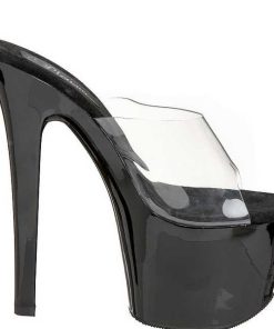 Slip In Klackar Mer Plata höga klackar | Svart Transparent 18 Cm Pleaser Sky-301 Plata Hoga Slip In Mules