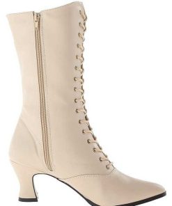 Stovletter Dam Utan Plata höga klackar | Beige 7 Cm Victorian-120 Dam Boots Med Snorning