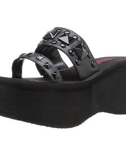 Demoniacult Skor & Stovlar Dam höga klackar | Svart 9 Cm Funn-18 Plata Goth Flip Flops Dam