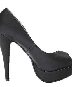 Stora Hoga Klackar For Man höga klackar | Svart Konstlader 13,5 Cm Chloe-01 Stora Storlekar Pumps Skor