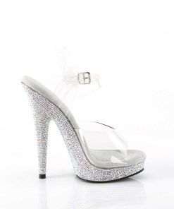 Hoga Klackar Mini Plata höga klackar | Transparent High Heels 15 Cm Sultry-608Dm Strass Plata High Heels