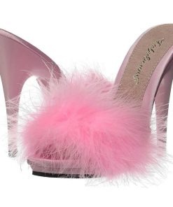 Slip In Klackar Mini Plata höga klackar | Pink 13 Cm Poise-501F Maraboufjadrar Hoga Slip In Skor