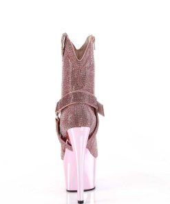 Stovletter Dam Med Plata höga klackar | Rosa Strass Stenar Western Boots 18 Cm Adore-1029Chrs Cowboy Boots