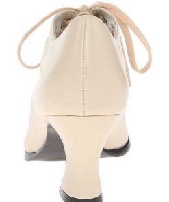 Pumps Klackar Utan Plata höga klackar | Beige Konstlader 7 Cm Retro Vintage Victorian-03 Kvinnor Pumps Med Lag Klack