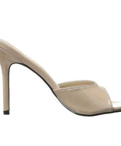 Slip In Klackar Utan Plata höga klackar | Beige 10 Cm Classique-01 Dam Tofflor Med Hoga Klack