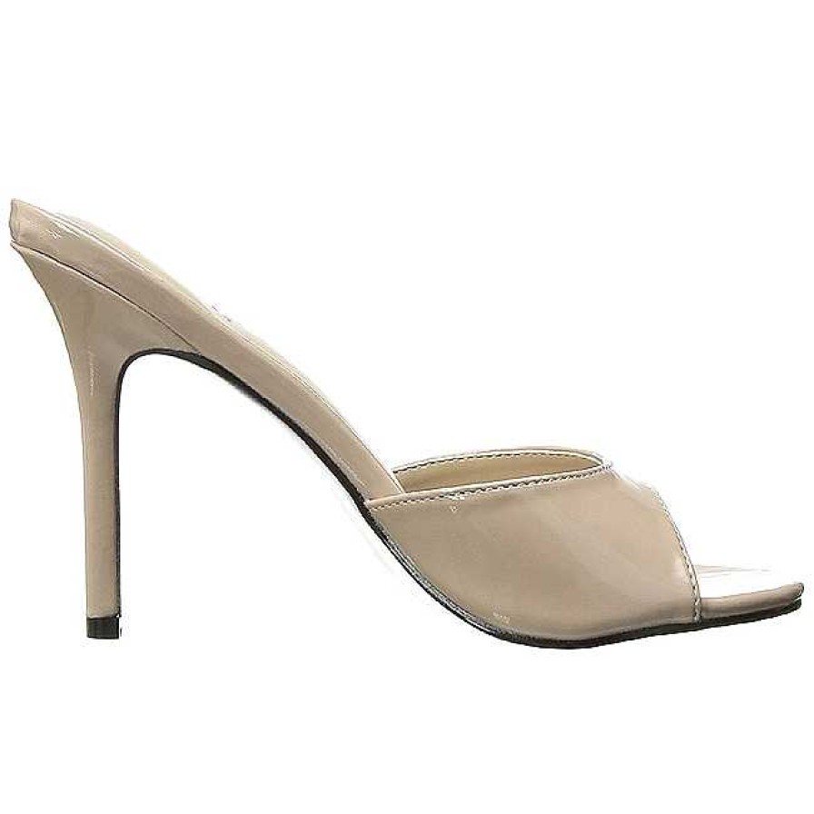 Slip In Klackar Utan Plata höga klackar | Beige 10 Cm Classique-01 Dam Tofflor Med Hoga Klack