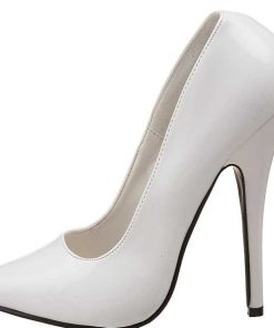 Pumps Klackar Utan Plata höga klackar | Vit Lack 15 Cm Domina-420 Skyhoga Stilettklackar - Spetsiga Pumps