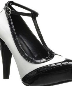 Pumps Klackar Mini Plata höga klackar | Svart Vit 11,5 Cm Retro Vintage Bettie-22 Damskor Med Hog Klack