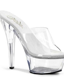 Slip In Klackar Mini Plata höga klackar | Transparent 15 Cm Kiss-201 Plata Hoga Slip In Mules