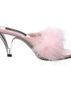 Slip In Klackar Utan Plata höga klackar | Pink 8 Cm Belle-301F Maraboufjadrar Hoga Slip In Skor