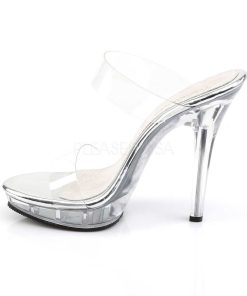 Slip In Klackar Mini Plata höga klackar | Vit 13 Cm Fabulicious Lip-102-1 Plata Hoga Slip In Mules